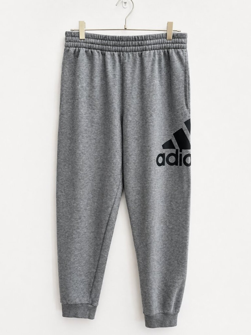 Adidas Essentials Fleece Tapered Cuff Big Logo Joggers Gray Boys XL 18/20